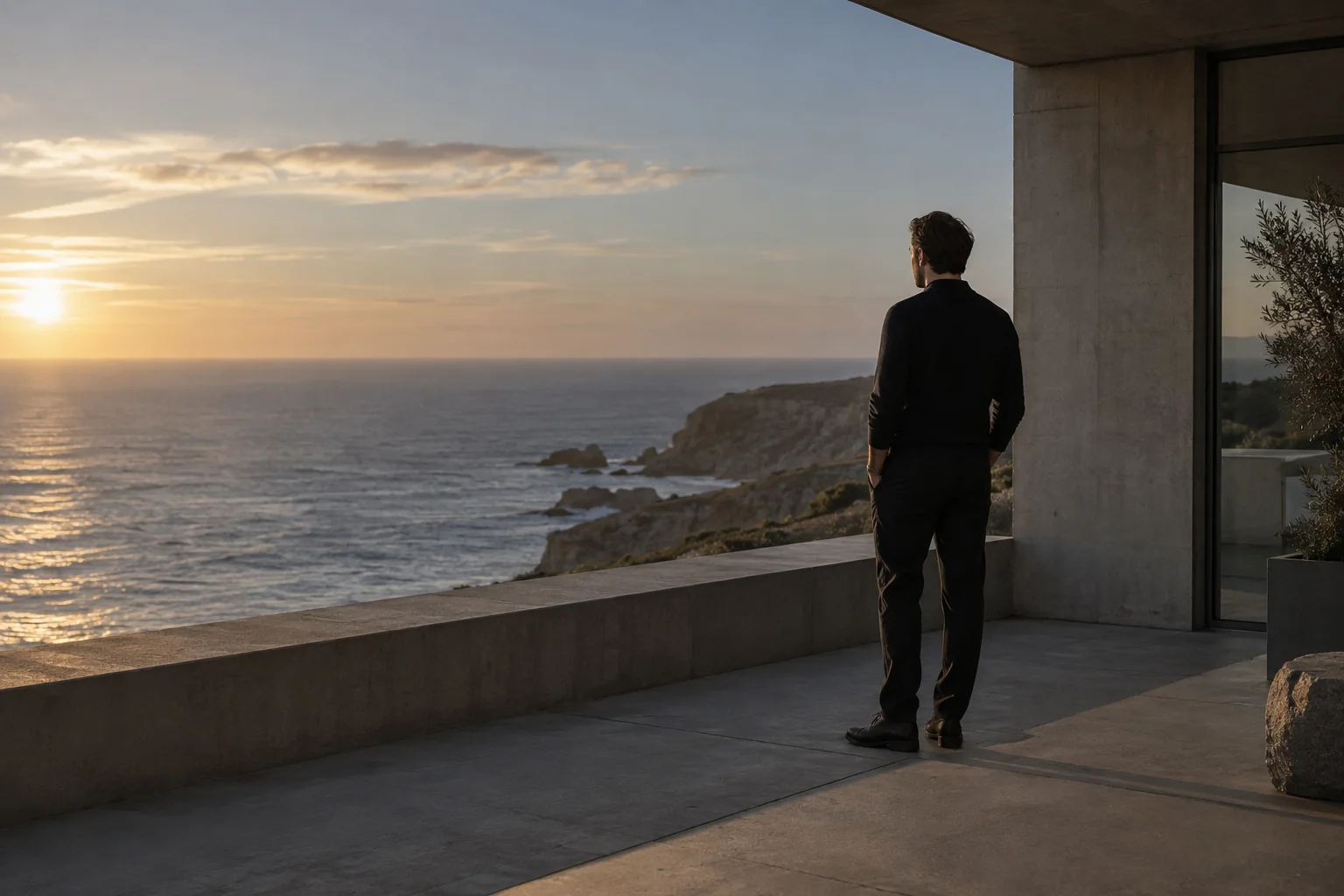 A man looking over the Southern California coast, representing Vantage SoCal private dating consulting
